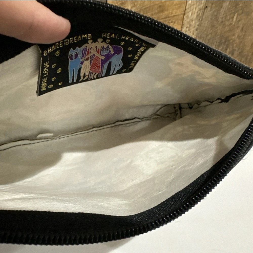 Laurel Burch Canvas Zippered Canine Clan Cosmetic Bag 9 1/4” X 6 1/2” Preowned - Picture 6 of 11